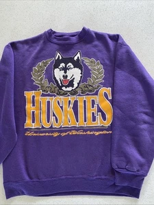 Felpa calcio Washington Huskies vintage ciotola rara girocollo uomo taglia L - Foto 1 di 4