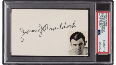 JAMES J. BRADDOCK SIGNED INDEX CARD PSA GEM MINT 10 Auto - Image 1 of 2