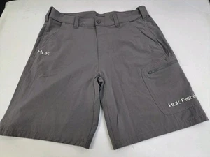 Pantalones Cortos de Pesca Huk Para Hombres Performance Gris Bolsillos con Cremallera Bordados XL #7441 - Imagen 1 de 14