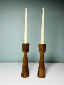Portacandele vintage metà secolo moderno tornito legno di mirto conico legno di mirto - Foto 1 di 6