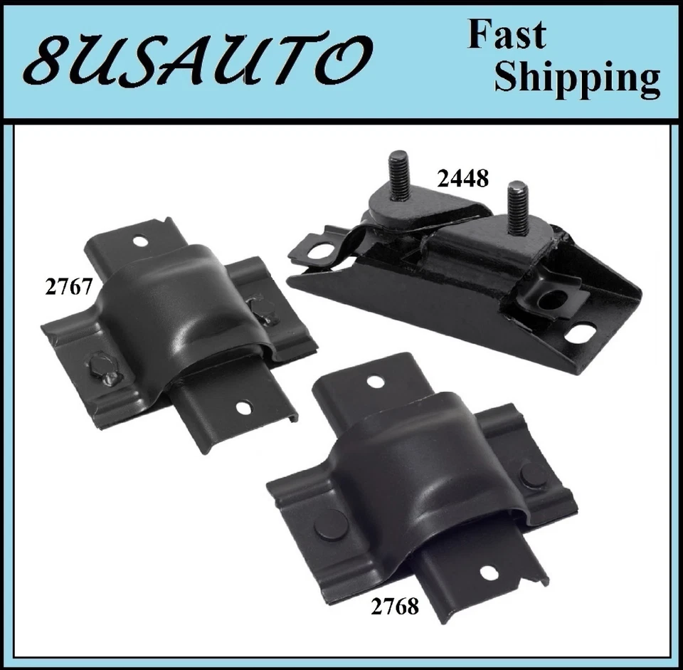 3 件装电机和变速器安装 适合 83-89 福特 E-350 ECONOLINE CLUB WAGON - 6.9L & 7.3L — 第 1/4 张图片