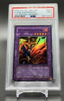 YuGiOh Flame Swordsman LOB-003 1st Edition PSA Super Rare Legend of Blue Eyes Sp - Image 1 of 2
