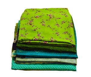 Vintage Lot Of 5 Sarees Recycled Used Felting Quilting Pure Silk Sari Defects - Picture 1 of 22
