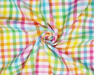 White Rainbow Bright Check/Plaid Poly Viscose - BY THE METER - 58” / 147cm Width - Picture 1 of 7