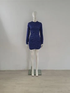 BNWT BIMBA Y LOLA (L) Blue Leopard Dress UK 10 12 EU 38 40 Ruched Bodycon Fitted - Picture 1 of 11