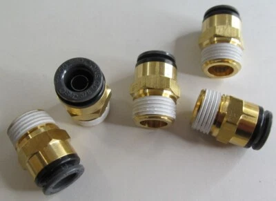 5x SMC KV2H11-36S DOT STRAIGHT UNION FITTING/CONNECTORS 3/8 TUBE OD x 3/8-18 NPT