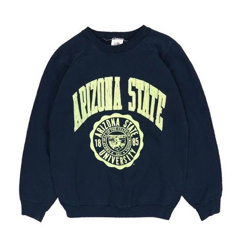 Vintage Arizona State Sun Devils Crest Sweatshirt Size XL Blue 80s NCAA Cover