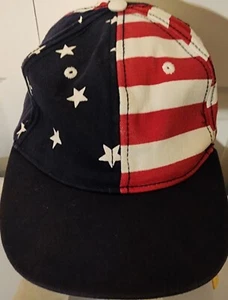 Vintage "American Flag"Ball Cap Hat Red/White/Blue Strapback 4-7 U.S.A.  - Picture 1 of 6
