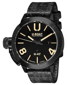 U-Boat Classico U-47 AB1 Automatic Black PVD Black Dial Leather Mens Watch 9160 - Picture 1 of 2