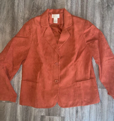 Jaqueta blazer Studio Works Petites 8P laranja queimado forrada de camurça sintética - Imagem 1 de 4