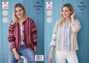 Cárdigans de punto fácil para mujer patrón de tejido King Cole punto doble DK 5648 - Imagen 1 de 4