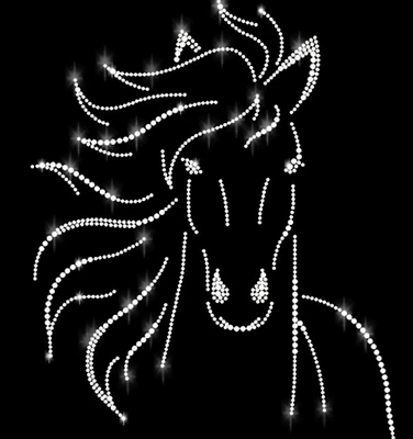 APFELBLÜTE STYLE & ACCESSOIRES XL pedrería caballo 25x20 imagen para planchar hotfix aplicación yegua Filly cabeza de caballo