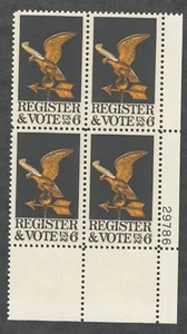 US. 1344. 6c. Register And Vote Issue. Plate Block of 4. MNH. 1968 - Picture 1 of 2