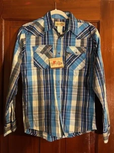 Camisa Wrangler 20X Western para niño XL (14-16) multicolor azul a cuadros bolsillos a presión - Imagen 1 de 3