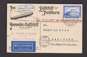 Luftschiff- Postkarte Hamburg DR EF Mi.423 mit Zeppelin LZ127 Amerikafahrt - Bild 1 von 2