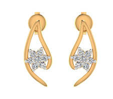 18k Yellow Gold 0.11 Carats Natural Diamond star Stud Earrings Women Jewelry