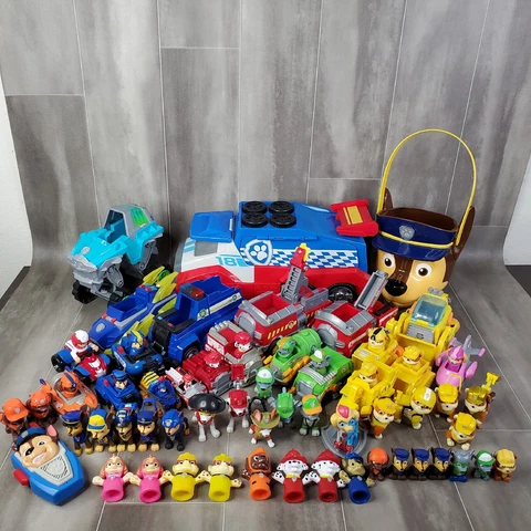 Large 62 Piece Lot of Paw Patrol Toys Figures Vehicles Fire Trucks Spin Master Cover