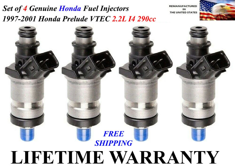 Set of 4 OME Honda Fuel Injectors For 1997-2001 Honda Prelude VTEC 2.2L l4 290cc - Image 1 of 1