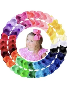 40Pcs 5inch Hair Bow Clip for Baby Girl Grosgrain Ribbon Toddler Hair Barrette - Picture 1 of 7