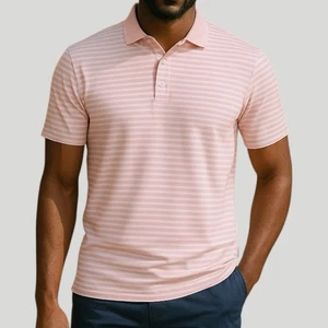 Camiseta Polo G/FORE Para Hombre XL Rosa Perforada Rayas Tech Amour - Imagen 1 de 14