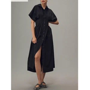 Vestido Camisa Anthropologie The Tobie Botón-Frente Plisado por Exquise Pequeño - Imagen 1 de 5