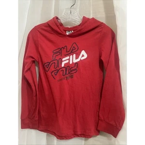 Fila Red Black Hoodie Boys Size Med 10 Plus Black Shorts YL Black White Logo - Picture 1 of 9