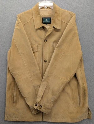 Rainforest Jacket Mens Large Tan Suede Genuine Leather Button Front Shirt Casual - Image 1 of 4