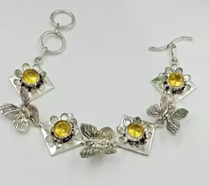 Bracciale gioiello in argento sterling 925 con pietre preziose di topazio - Foto 1 di 3