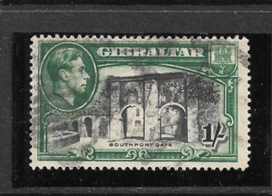 1938-51 GIBRALTAR, SG127 CAT £40 USED, PERF 14, KGVI, 1/-, SOUTH PORT GATE - Picture 1 of 1