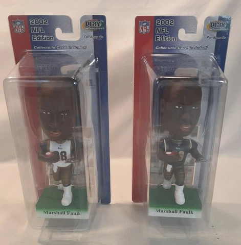 ☆ NEW 2 MARSHALL FAULK Rams 2002 Upper Deck Play Makers BOBBLEHEAD W/CARD F/S Cover
