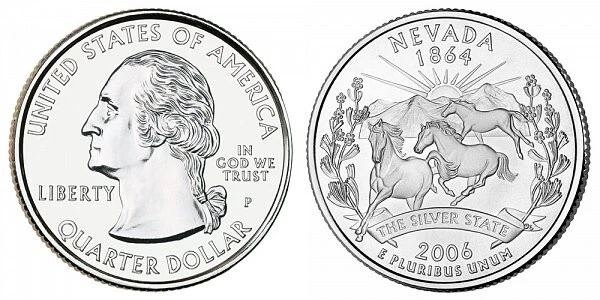 2006 P  NEVADA  STATE QUARTER  Choice Unc  From Mint Rolls - Image 1 of 1