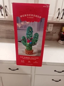 Target Wondershop Lit Tinsel Cactus 32" Christmas Decor Outdoor - Picture 1 of 5