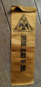 GOLD SPECIAL CLASS OF 1885 INDIANA RIBBON ANTIQUE VTG RARE
