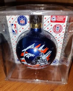 NFL Denver Broncos Football Orange & Blue 3" Glass Ball Christmas Ornament-NIP - Picture 1 of 5