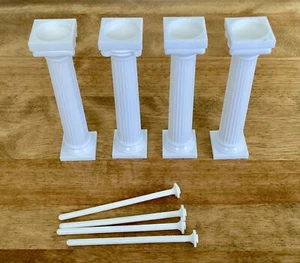 VTG Wilton Grecian Pillars, Set of 4 W/Dowels, for Tiered Cakes, 5”, NEW Cond. - Picture 1 of 4