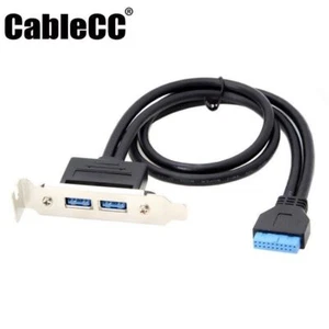 Dual USB 3.0 Female Back Panel to Motherboard 20pin cable with PCI Bracket - Picture 1 of 5