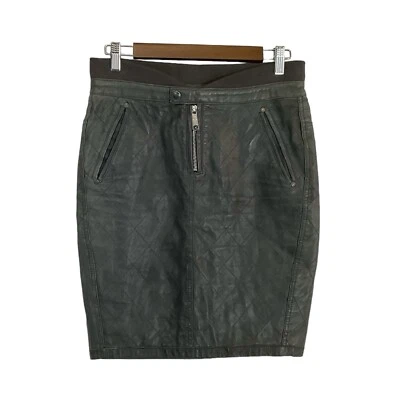 Falda Diesel Mujer 27 * Bolsillos Gris Cuero Bolsillos Cremallera Gótico Punk Diseñador Foto 1 de 4