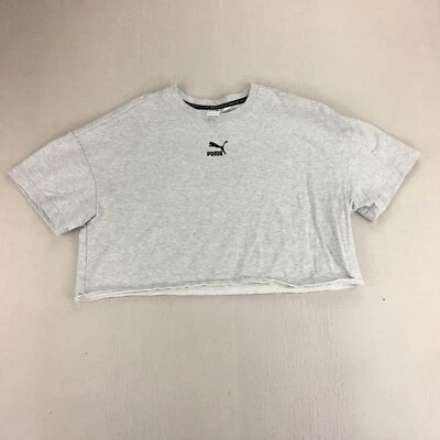 Camiseta corta Puma Essentials para mujer talla pequeña 100 % algodón gris atletismo Foto 1 de 4