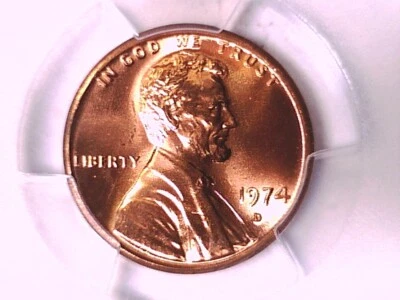 1974 D Lincoln Memorial Cent Penny PCGS MS 66 RD 45574288 - Image 1 of 3