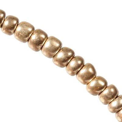 Lot (900) 2mm vintage pale gold metallic rondelle seed Czech glass beads - Image 1 of 2