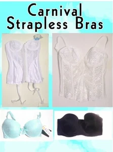 Carnival Strapless Bras in White, Ivory or Black Sizes 32B-40D NWT$38-$58 - Picture 1 of 17