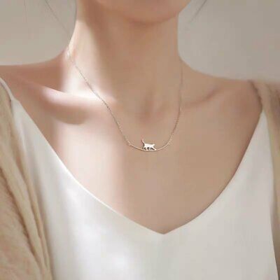Silver Cute Cat Pendant Necklace Clavicle Charm Women Chain Jewelry Gifts • 1.98€