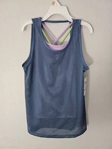 ID Ideology Girls Size S Mesh 2-in-1 Sleeveless Tank Top Blue Cast Pullover - Picture 1 of 4