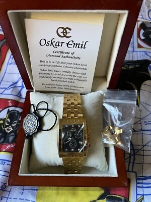 Relógios masculinos cronógrafo NOVO 7 diamantes reais, edição limitada ouro P Oskar Emil - Imagem 1 de 4