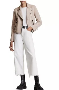 ALLSAINTS Dalby Suede Biker Jacket in Dusty pink Size 4 MSRP$549 New With tags - Picture 1 of 12