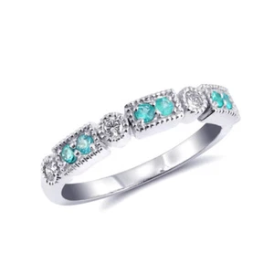 Paraiba Turmalin Ring natürlicher Paraiba Turmalin 0,13 kt mit Diamanten 14 kWg - Bild 1 von 3