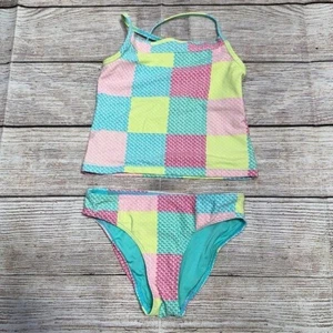 Vineyard Vines Pink and Yellow Patchwork Whale Tankini Playful Swimwear Size 4T - Picture 1 of 12