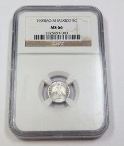 1903 Mo NGC MS66 | MEXICO - Five Centavos 5c Coin #39192A - Picture 1 of 4