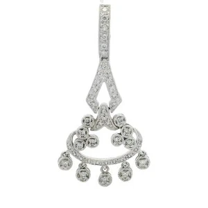 14k White Gold 0.50ctw Diamond Dangle Chandelier Milgrain Work Enhancer Pendant - Picture 1 of 4