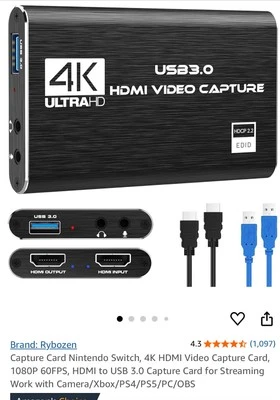 4K Audio Video Capture Card USB 3.0 HDMI Video Capture Device Full HD 1080P - Image 1 of 2